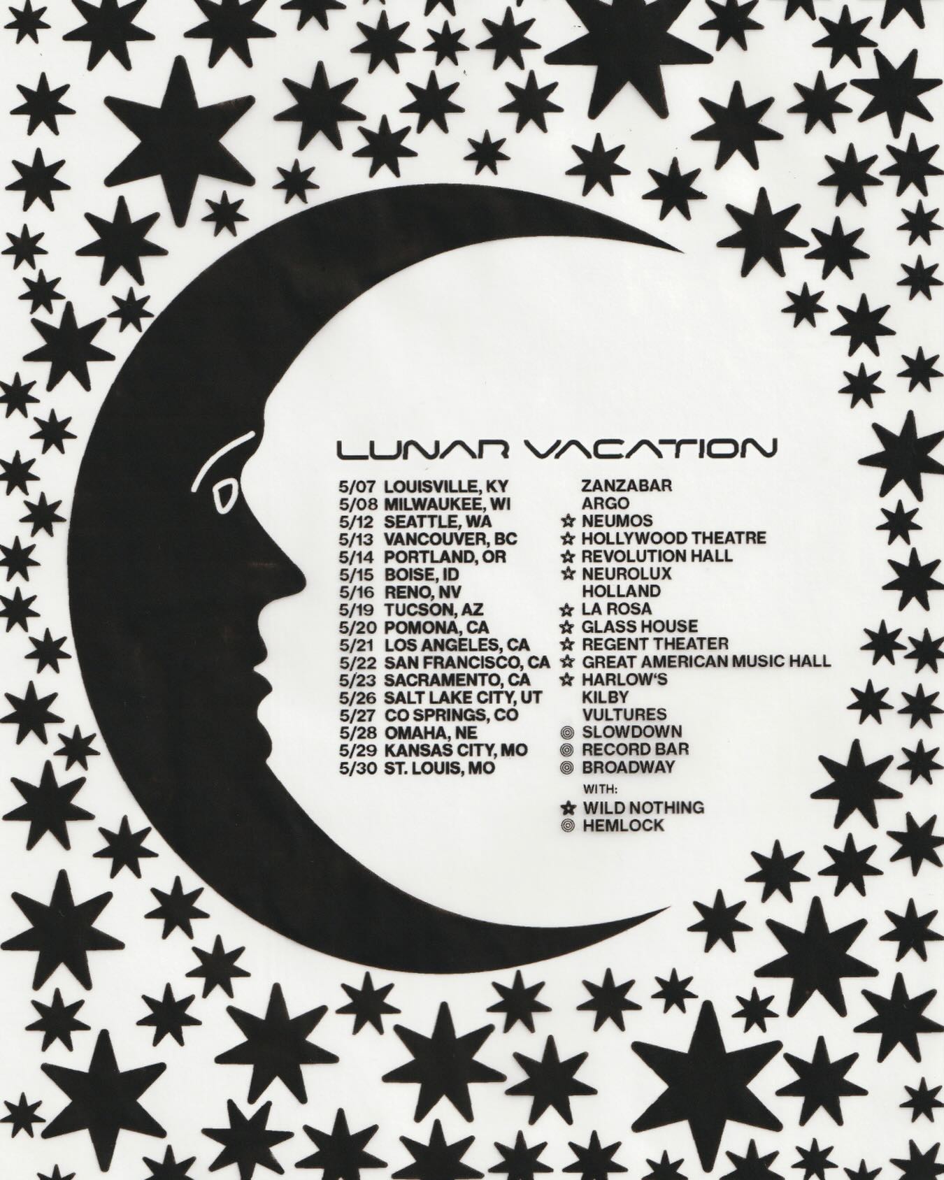Lunar Vacation WILD NOTHING 'Gemini' Anniversary Tour Poster 2026
