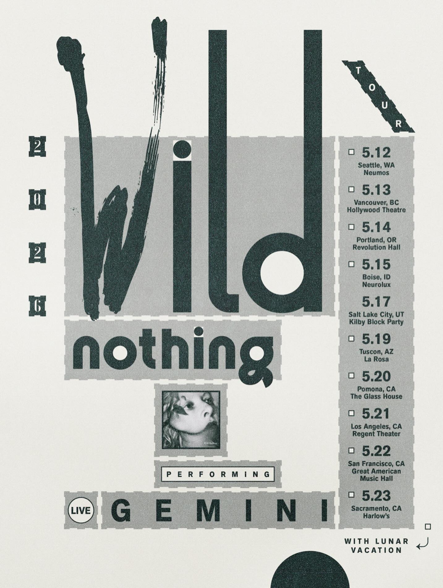 Lunar Vacation WILD NOTHING 'Gemini' Anniversary Tour Poster 2026